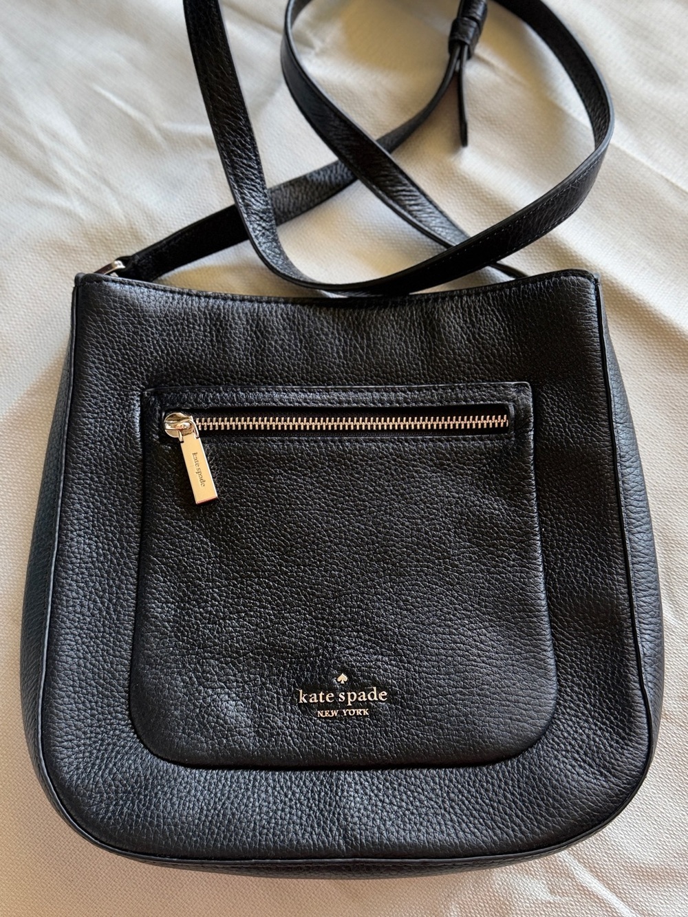 kate spade Leila Black Pebbled Leather Crossbody with Gold Hardware